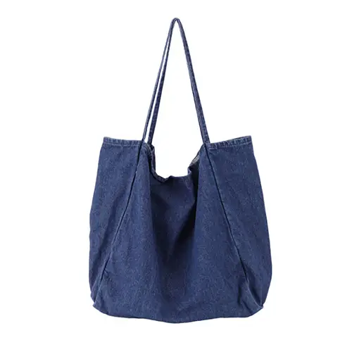 Denim Tote Bag with Large Capacity and Casual Design